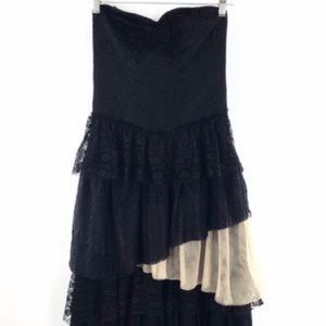 Free People Black Strapless Tiered Lace Maxi Dress